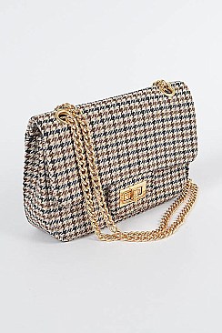 Houndstooth Tweed Clutch