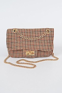 Houndstooth Tweed Clutch