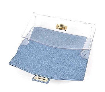 MODERN METALLIC GRAFFITI TRANSPARENT DENIM CLUTCH