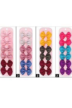 PACK OF 12 ALLURING 6-PC ASSORTED COLOR ALLIGATOR CLIP BOW SET