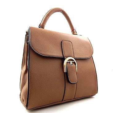 Flap Top Satchel With Buckle