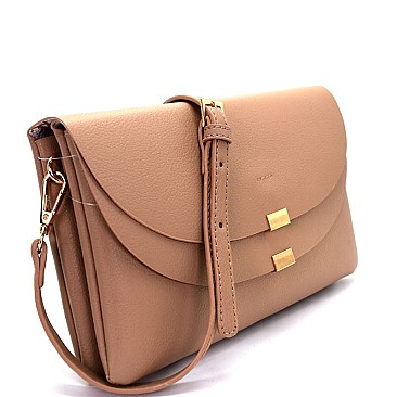 HR0001-LP Soft & Light Multi Compartment Layered Flap Clutch Cross Body