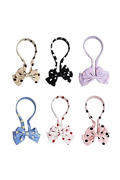 PACK OF 12 TRENDY ASSORTED POLKA DOT HEADBAND WITH BOW
