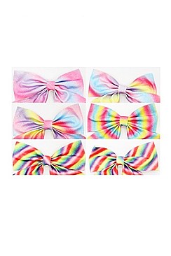 PACK OF 12 FASHION ASSORTED COLOR TIE DYE HAIR BOW CLIP