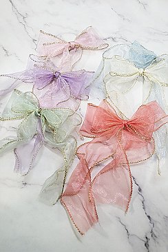 PACK OF 12 Silky Hair Bow Clips