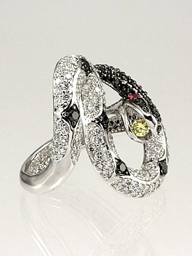 Micro Cubic Zirconia Iconic Snake Ring LAHR51782