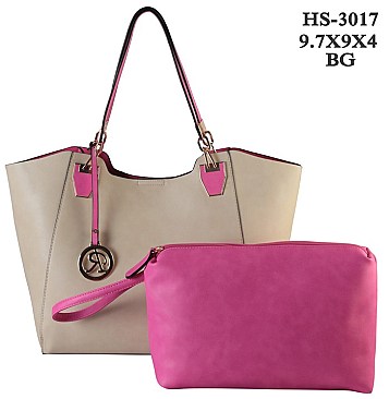 Beautiful Dual Matching Color Shopper Tote with Inner Bag