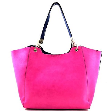 Beautiful Dual Matching Color Shopper Tote with Inner Bag