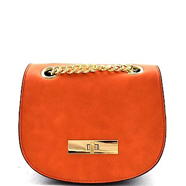 Chain Accent Contrasting Color Messenger Bag