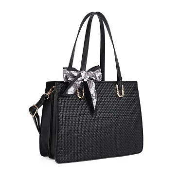 Scarfed Embossed High-End Boutique Stachel / Tote black