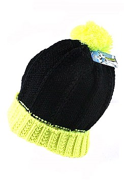 Stylish Multi Tone Knit Pom Pom Beanie FM-HT20161