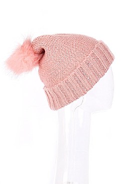 Pack of 12 Classic Sequin Accent Pompom Crochet Beanies