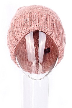 Pack of 12 Classic Sequin Accent Pompom Crochet Beanies