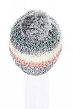 Pack of 12 Three Tone Pompom Beanies