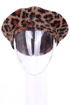 Pack of 12 Charming Leopard Soft Fur Beret