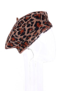 Pack of 12 Charming Leopard Soft Fur Beret