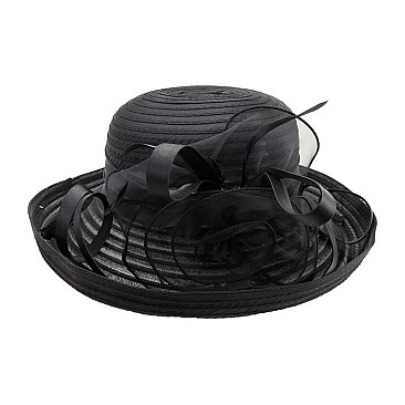 LADY BRIM BRAID HAT W/ FLOWER