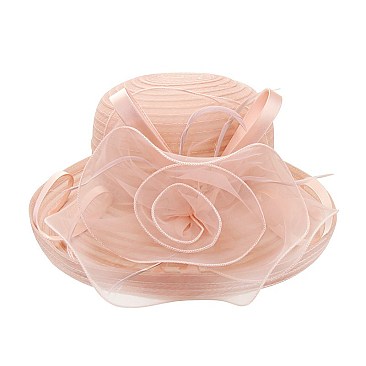 LADY BRIM BRAID HAT W/ FLOWER