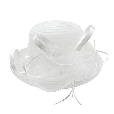 LADY BRIM BRAID HAT W/ FLOWER