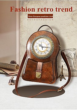 Functional Clock Face Convertible Grab Bag Backpack Shoulder Handbag