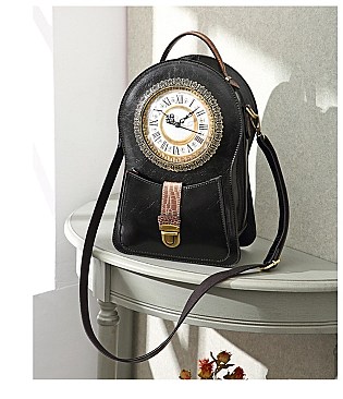 Functional Clock Face Convertible Grab Bag Backpack Shoulder Handbag