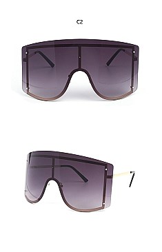 Trendy Rimless Oversized Shield Shades