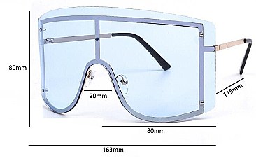 Trendy Rimless Oversized Shield Shades