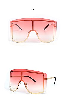 Trendy Rimless Oversized Shield Shades