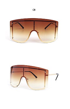 Trendy Rimless Oversized Shield Shades