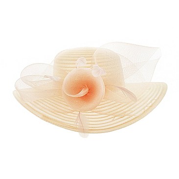 LADY SHERR BRAID HAT W/ ROSE CENTER