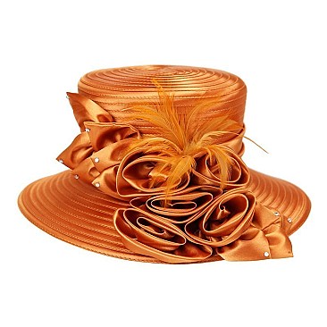 LADY BRAID HAT W/ BROW AND FEATHERS SLHTB2099