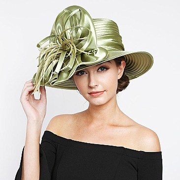 SATIN LADY HAT With Satin Burst Feather  MEZ2100