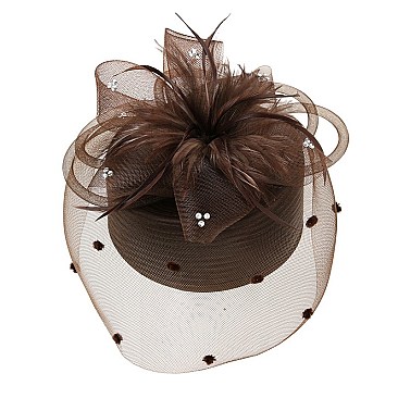 LADY BRAID HAT W/ MESH AND FEATHER SLHTB2107
