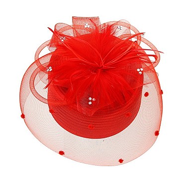 LADY BRAID HAT W/ MESH AND FEATHER SLHTB2107
