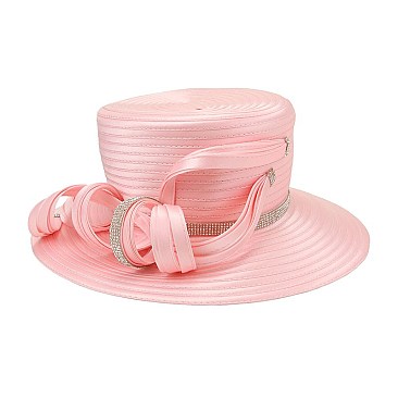 SATIN BRAID HAT With BIG LOOPY WITH STONES
