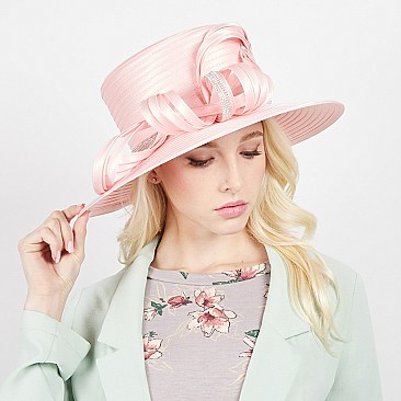 SATIN BRAID HAT With BIG LOOPY WITH STONES