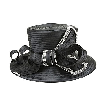 STONE TRIM BOW BRAID HAT