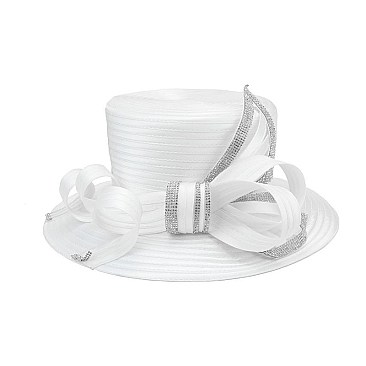 STONE TRIM BOW BRAID HAT