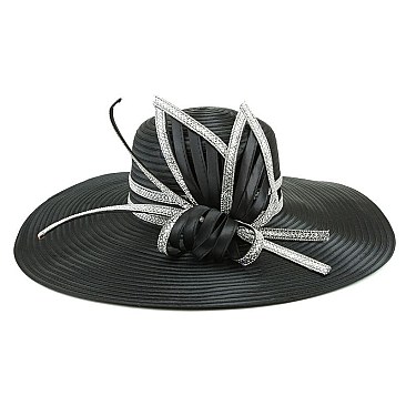 STONED BUTTERFLY SATIN  BRAID CHURCH HAT
