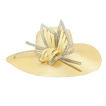 STONED BUTTERFLY SATIN  BRAID CHURCH HAT