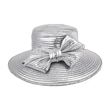 BIG BOW RHINESTONE TRIM SATIN BRAID HAT