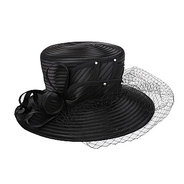 MESH VEIL LOOPED PETAL BRAID HAT MESH VEIL