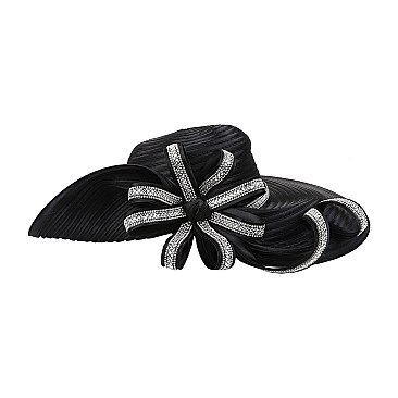 ASYMMETRICAL BRIM LOOPED RHINESTONE HAT