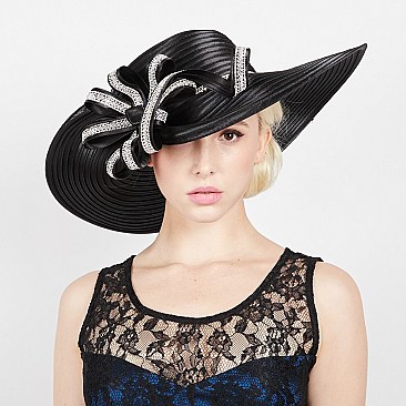 ASYMMETRICAL BRIM LOOPED RHINESTONE HAT