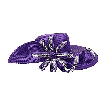 ASYMMETRICAL BRIM LOOPED RHINESTONE HAT