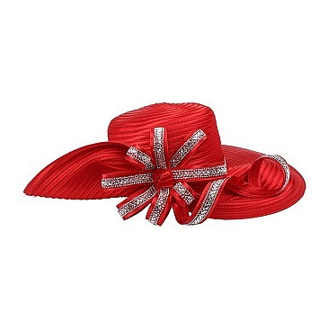 ASYMMETRICAL BRIM LOOPED RHINESTONE HAT
