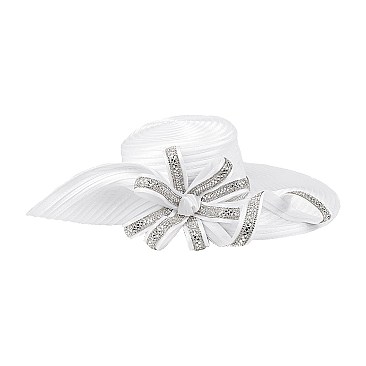 ASYMMETRICAL BRIM LOOPED RHINESTONE HAT
