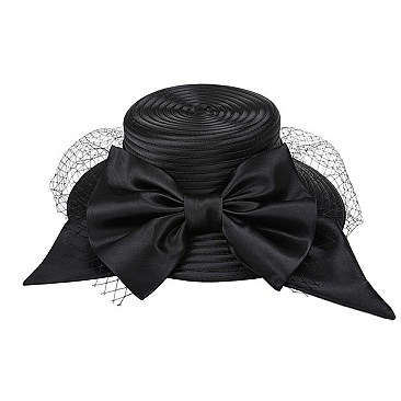 VEIL WITH LARGE BOW BRAID HAT