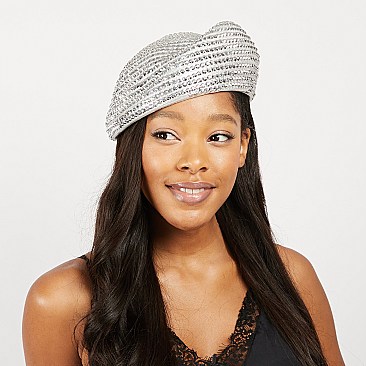 HOT Rhinestone covered Beret Hat