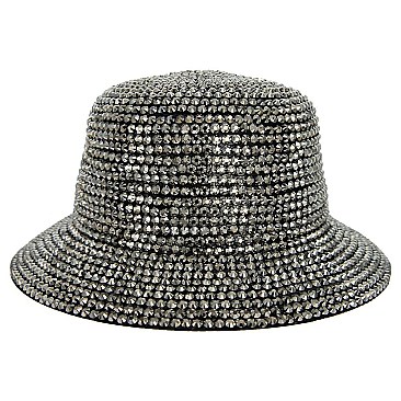 CHROME RHINESTONE STUDDED BUCKET HAT